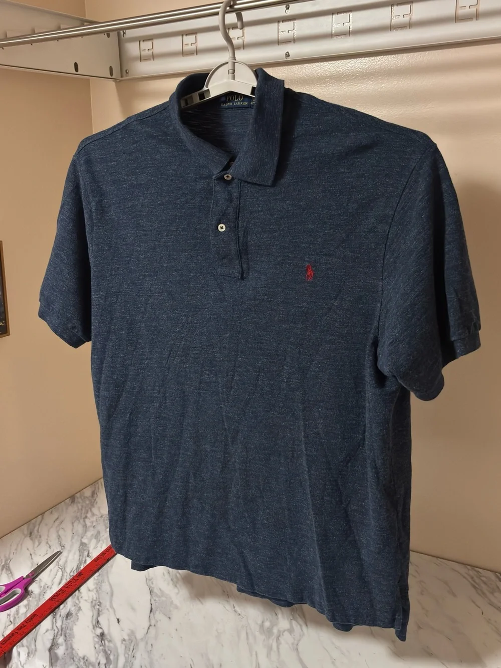 Ralph Lauren Heather Navy Short-Sleeve Polo with Red Pony